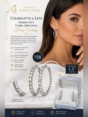 Charlotte & Lexi Inside-Out Cubic Zirconia Hoop Silver Earrings